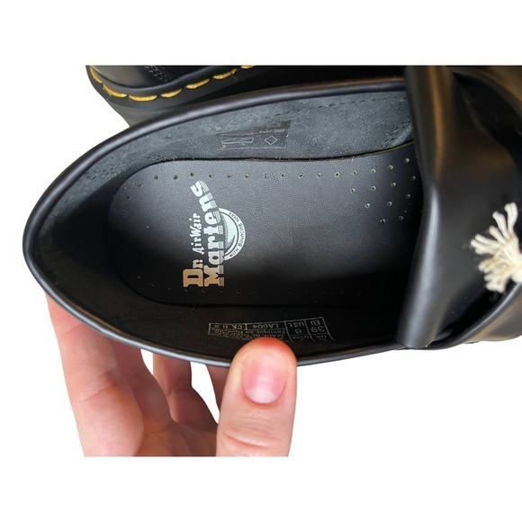 NWT Dr. Martens Adrian Quad Leather Platform Tassel Loafers Black Smooth W7 / M6 - Picture 9 of 13